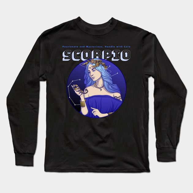 Passionate and Mysterious, Handle with Care Long Sleeve T-Shirt by Cancerian Zodiac